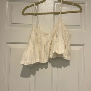 Free People Ivory Pleated Crop Top